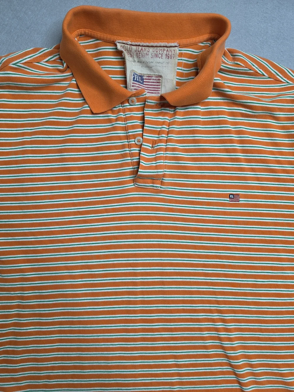Vtg Polo Ralph Lauren Jeans Co Polo Shirt Mens XXL Orange Striped Rugby